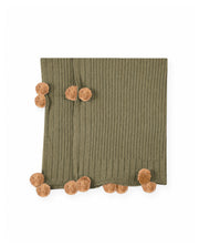 Manta Canelada Pompom - Olive