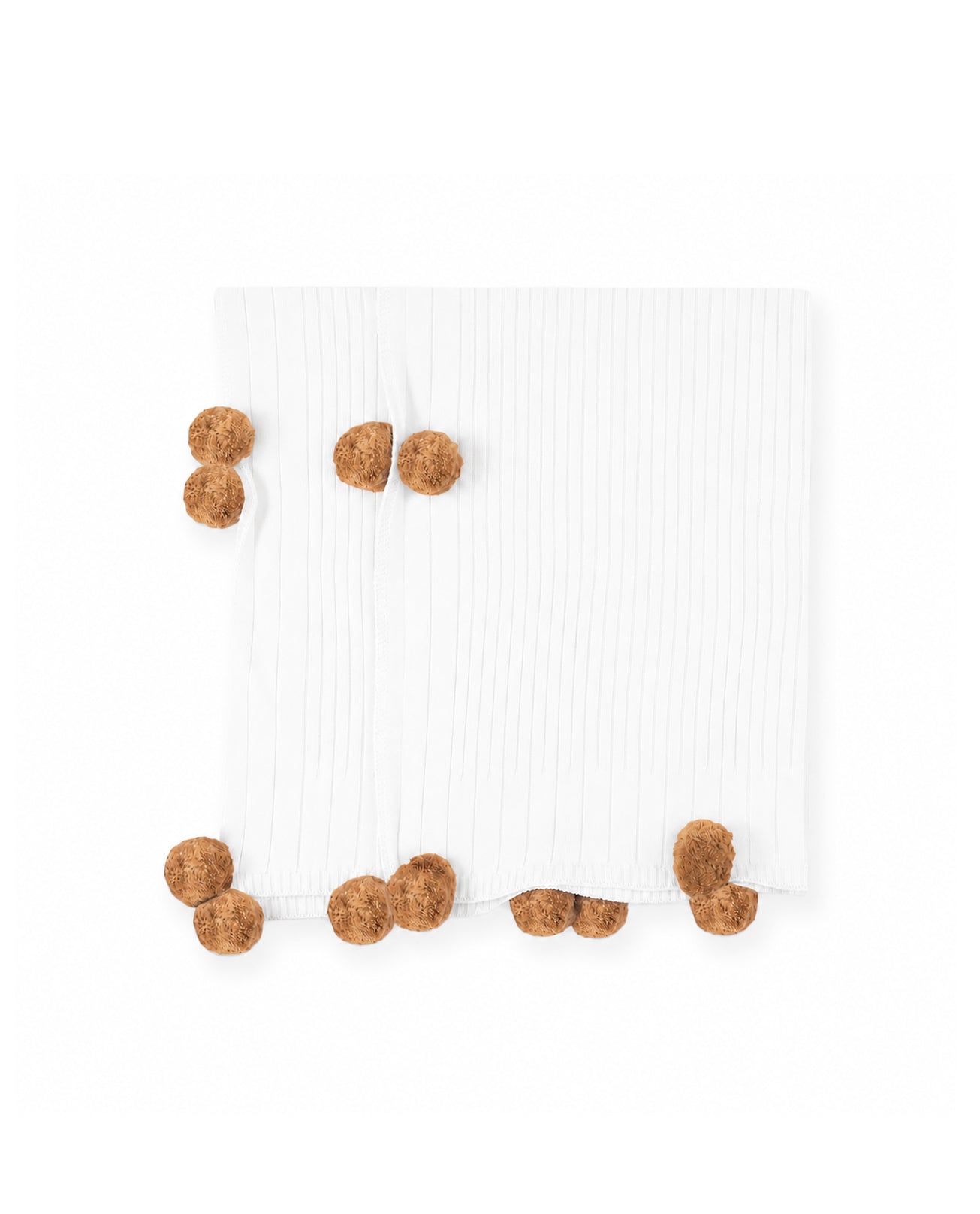 Manta Canelada Pompom - Branca - Nina & Maria Baby Store