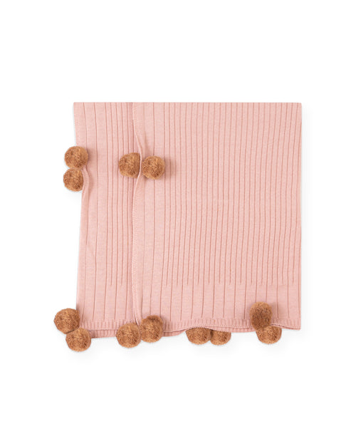 Manta Canelada Pompom Rosa