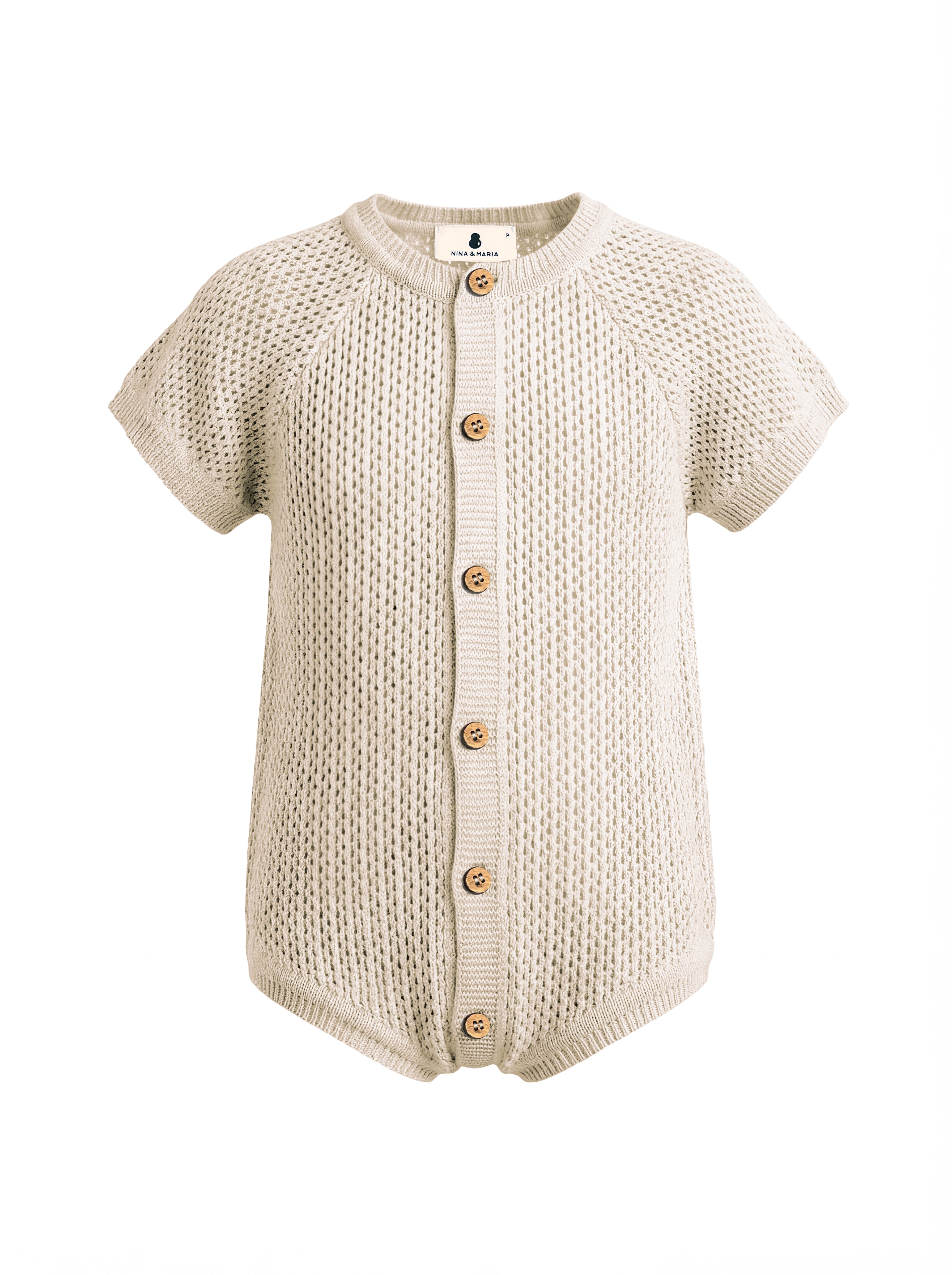 Romper Pescador Cru (magnético) - Nina & Maria Baby Store