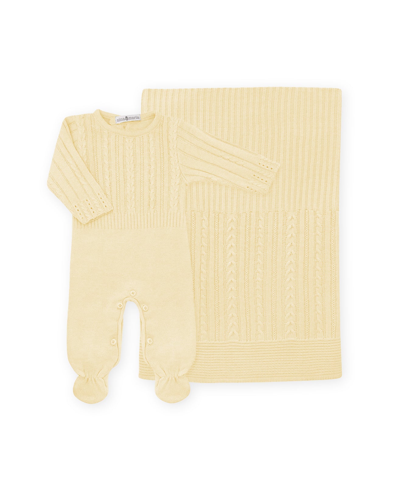 Saída de Maternidade Braid Amarela - Nina & Maria Baby Store