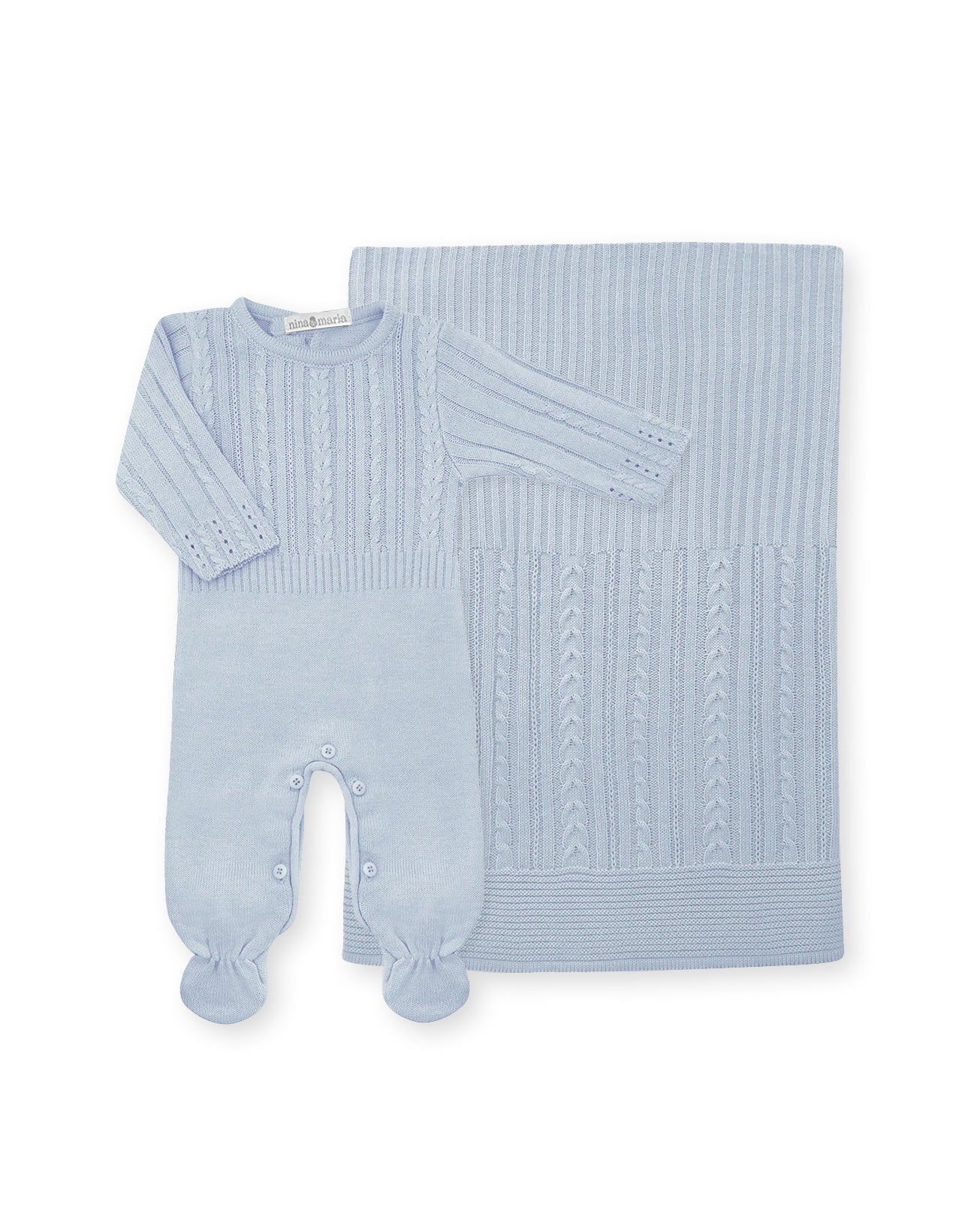 Saída de Maternidade Braid Azul - Nina & Maria Baby Store