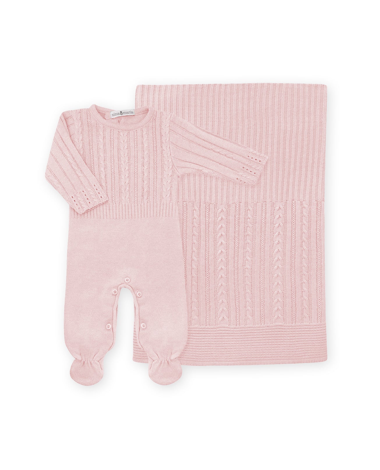 Saída de Maternidade Braid Rosa - Nina & Maria Baby Store