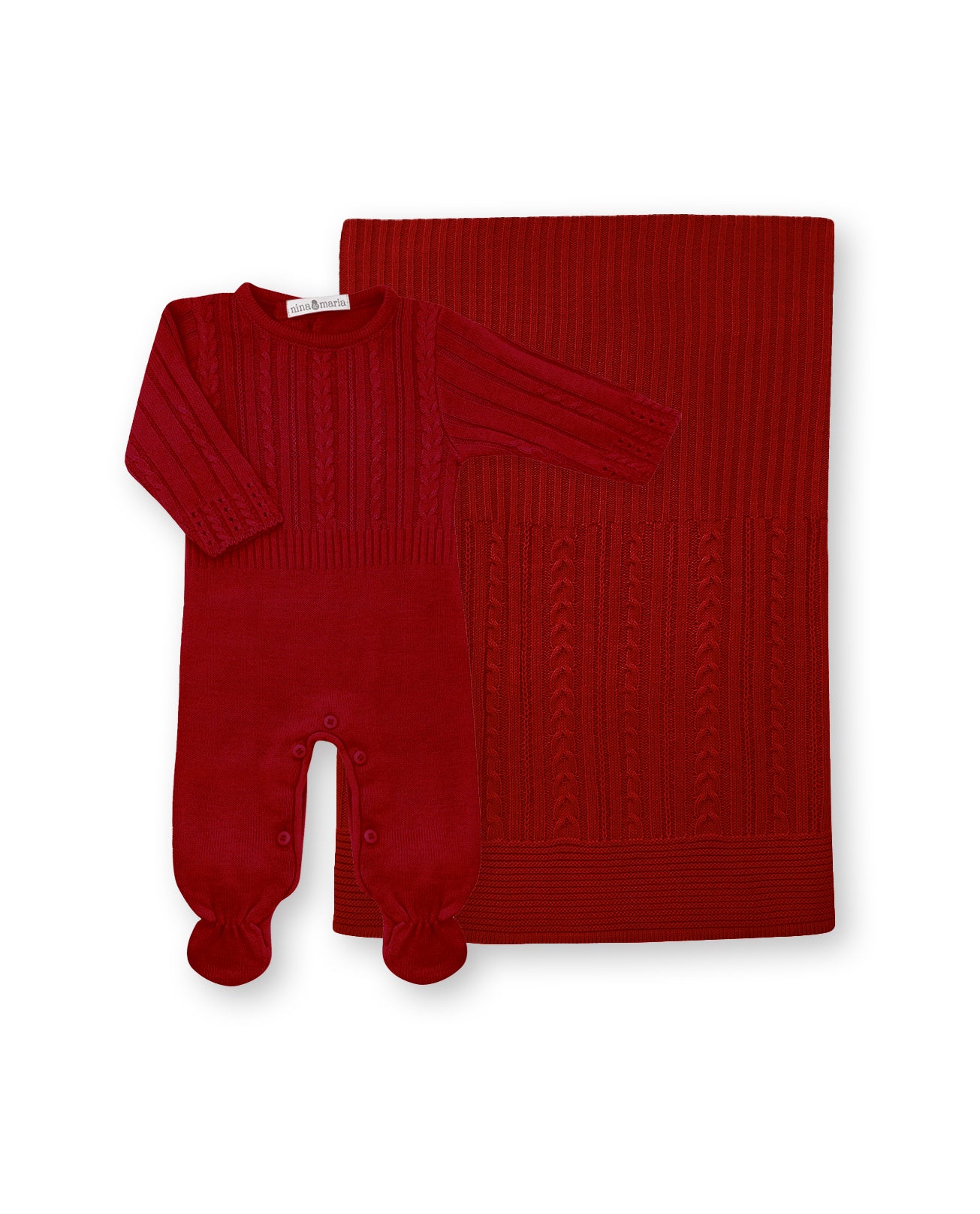 Saída de Maternidade Braid Vermelha - Nina & Maria Baby Store