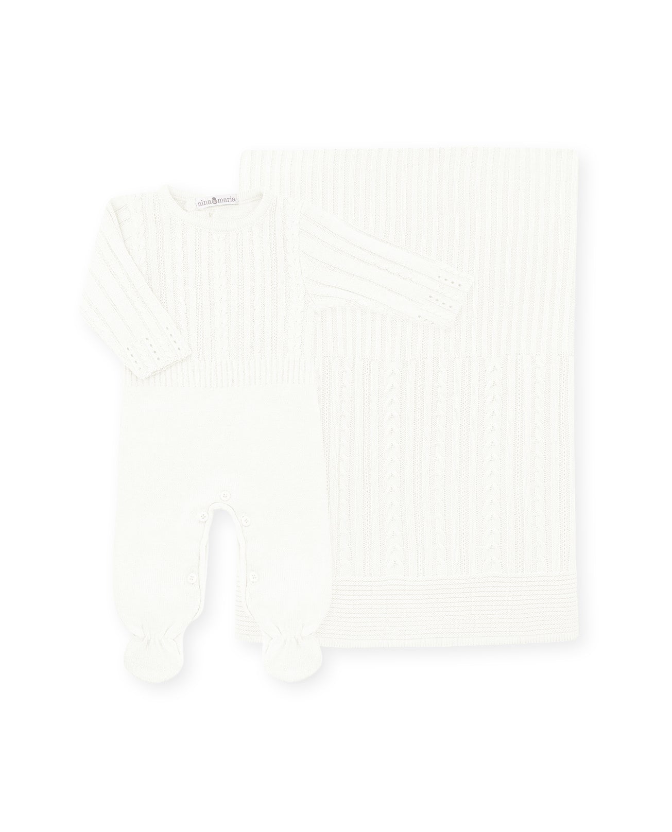Saída de Maternidade Braid Branca - Nina & Maria Baby Store