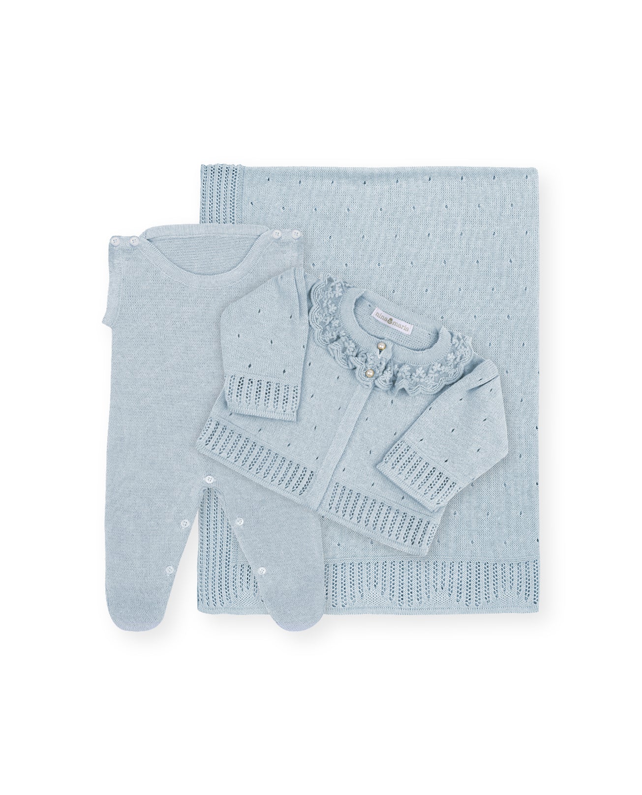 Saída Maternidade Charlote Blue - Nina & Maria Baby Store