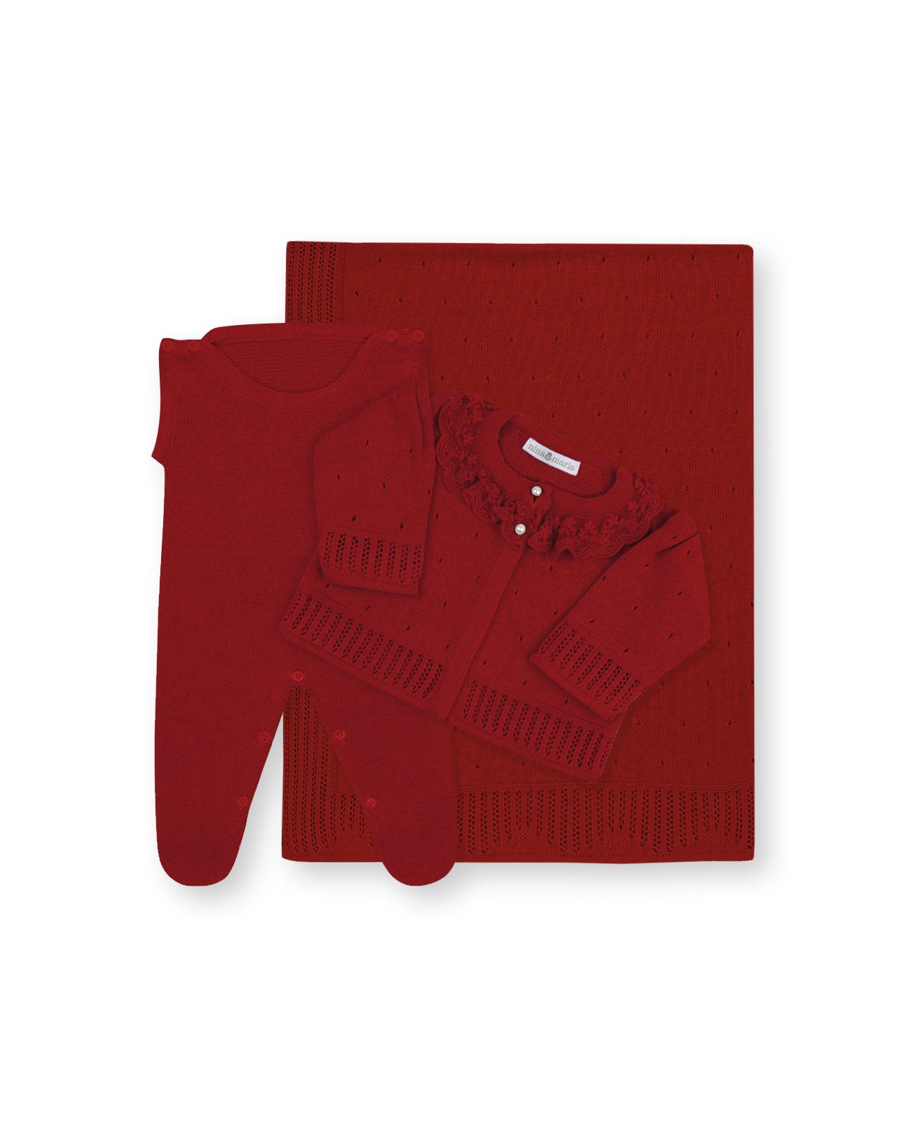 Saída Maternidade Charlote Red - Nina & Maria Baby Store