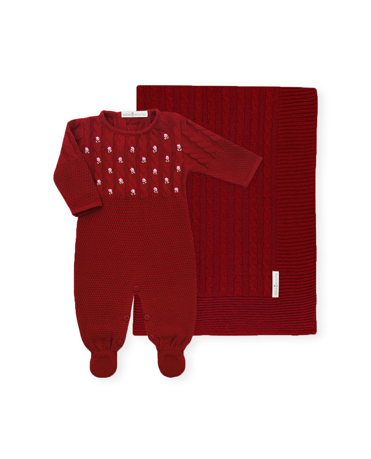 Saída de Maternidade Flores Red - Nina & Maria Baby Store