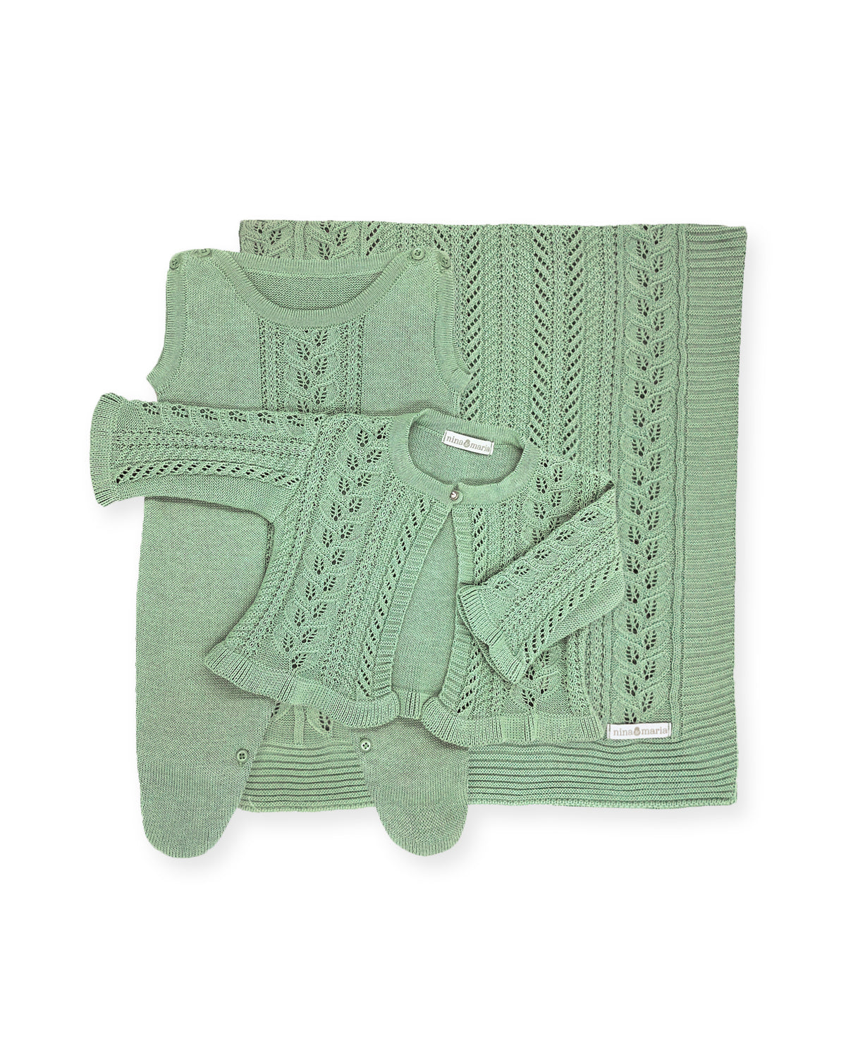 Saída Maternidade Folhas Cidreira - Nina & Maria Baby Store