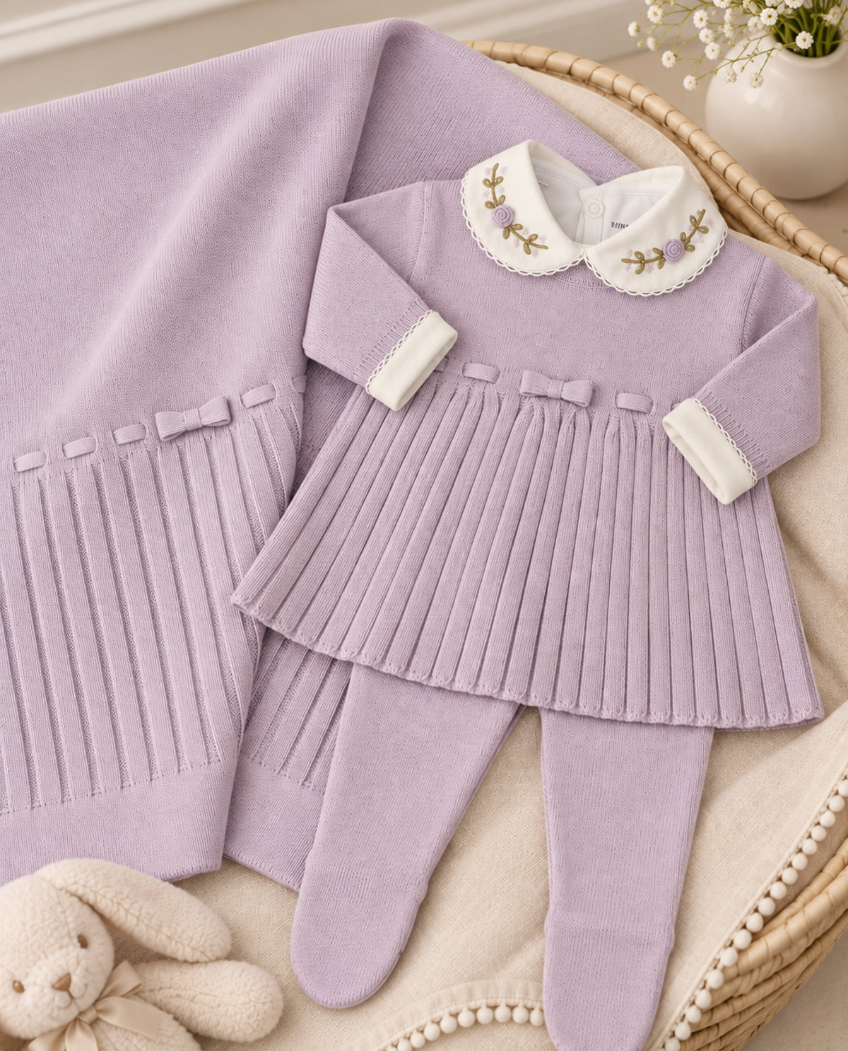 Kit Maternidade Vestido Cotelê Lilás - Nina & Maria Baby Store