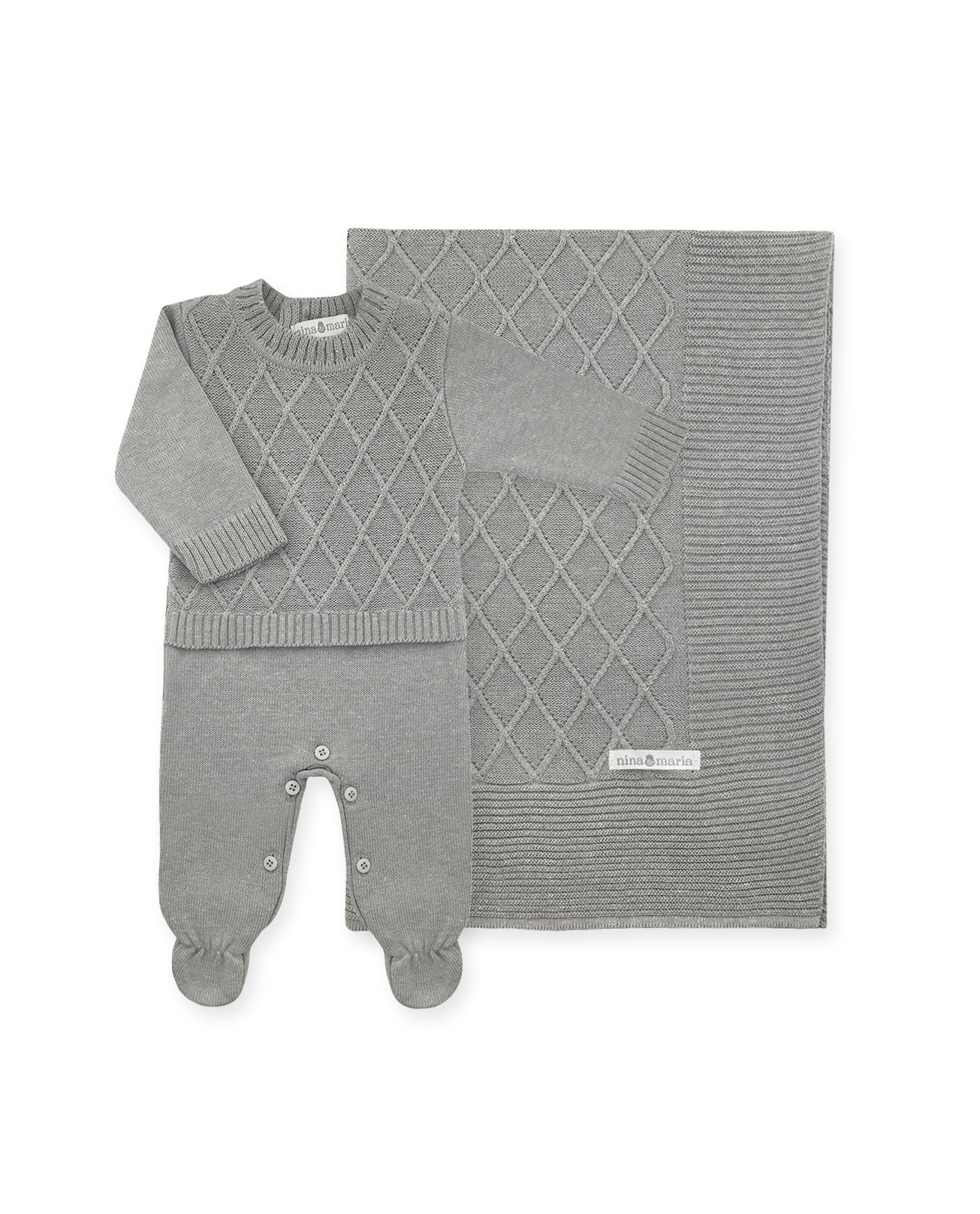 Saída de Maternidade Wire Cinza - Nina & Maria Baby Store