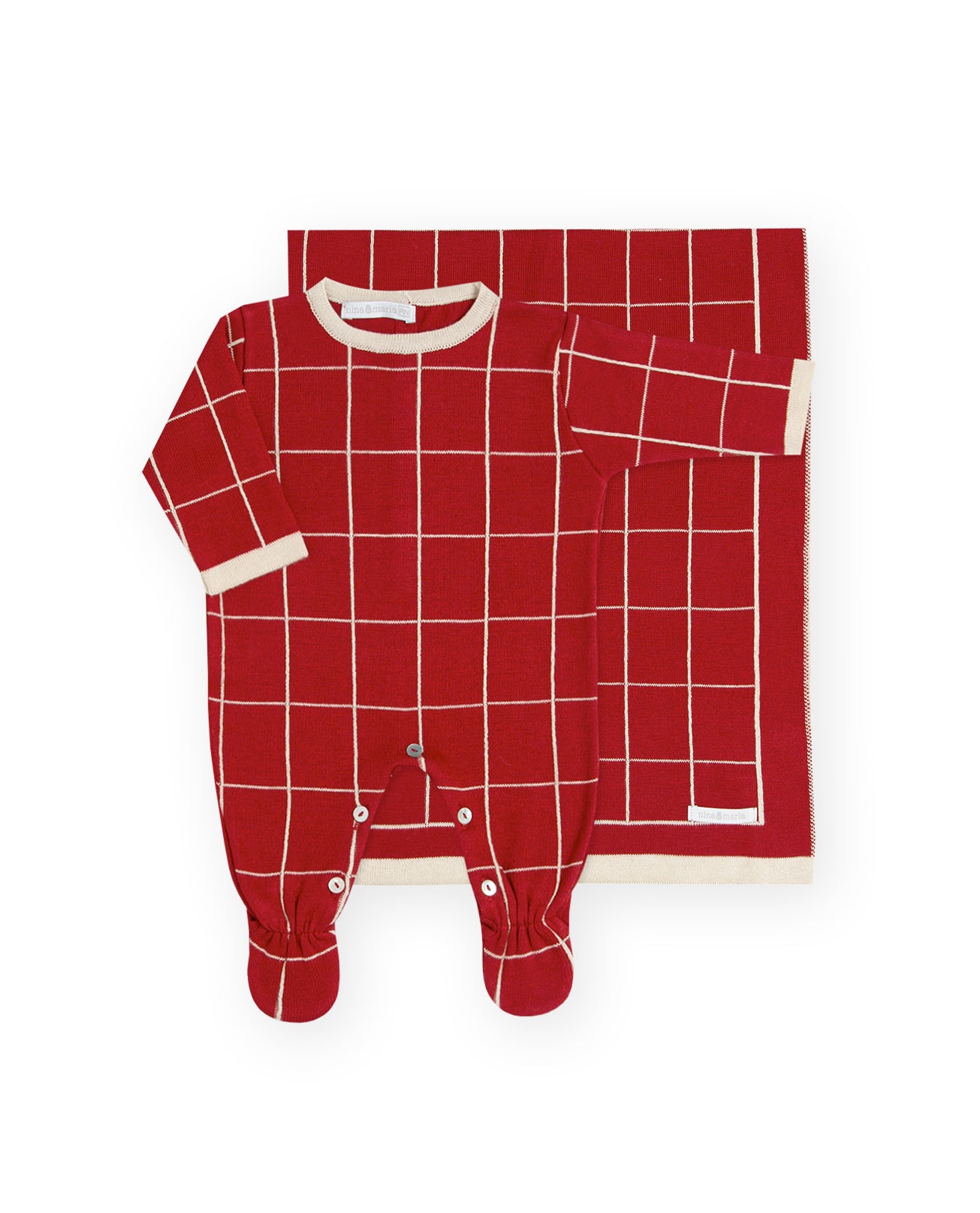 Saída de Maternidade Xadrez Vermelho