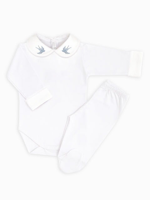 Body Bordado Andorinha Azul - Nina & Maria Baby Store