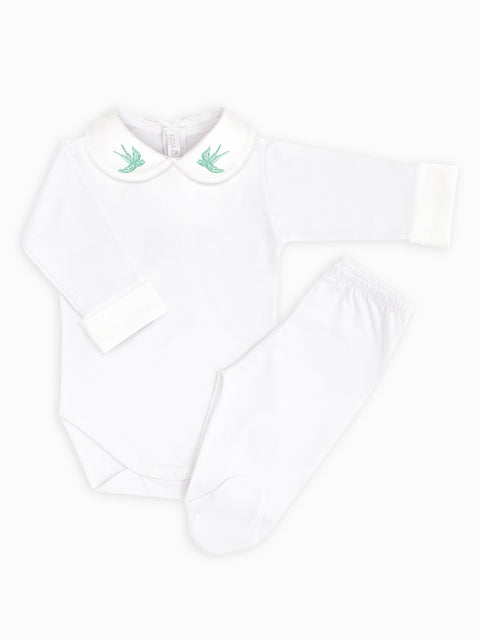 Body Bordado Andorinha Verde - Nina & Maria Baby Store