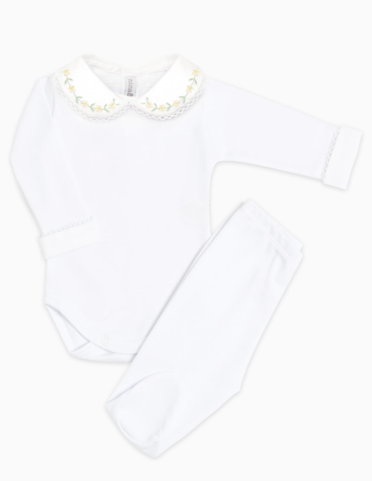 Body Bordado Primavera Amarelo - Nina & Maria Baby Store