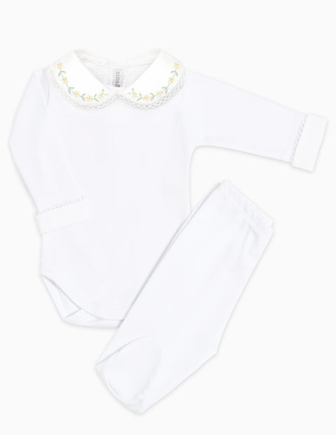 Body Bordado Primavera Amarelo - Nina & Maria Baby Store