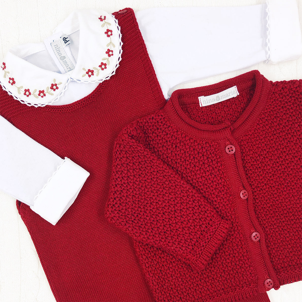 Body Bordado Primavera Vermelho - Nina & Maria Baby Store