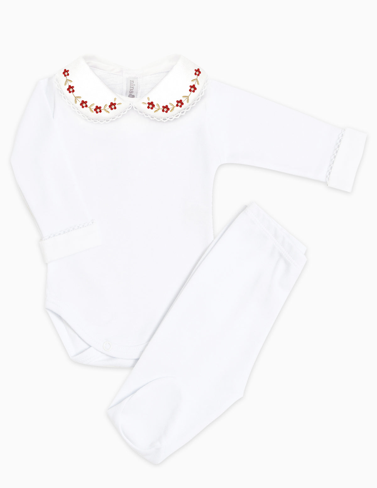 Body Bordado Primavera Vermelho - Nina & Maria Baby Store