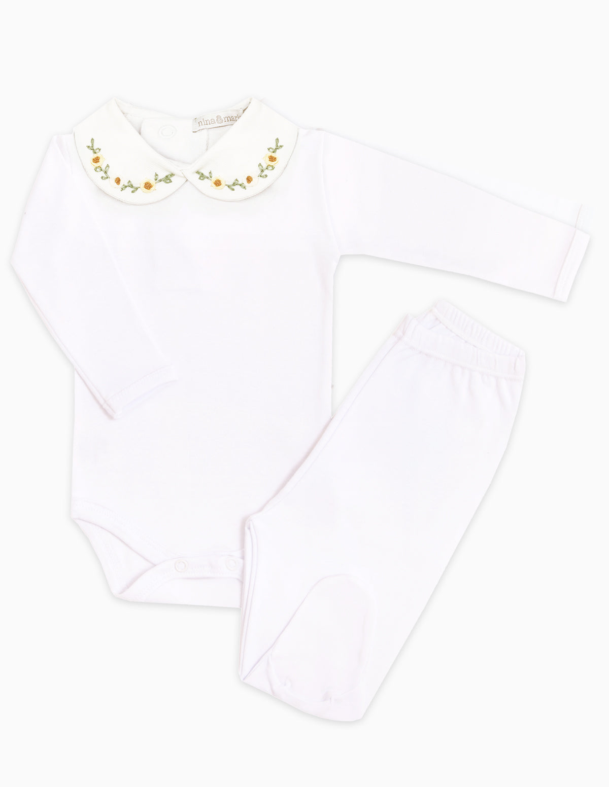 Body Bordado Trio Flores Amarelo