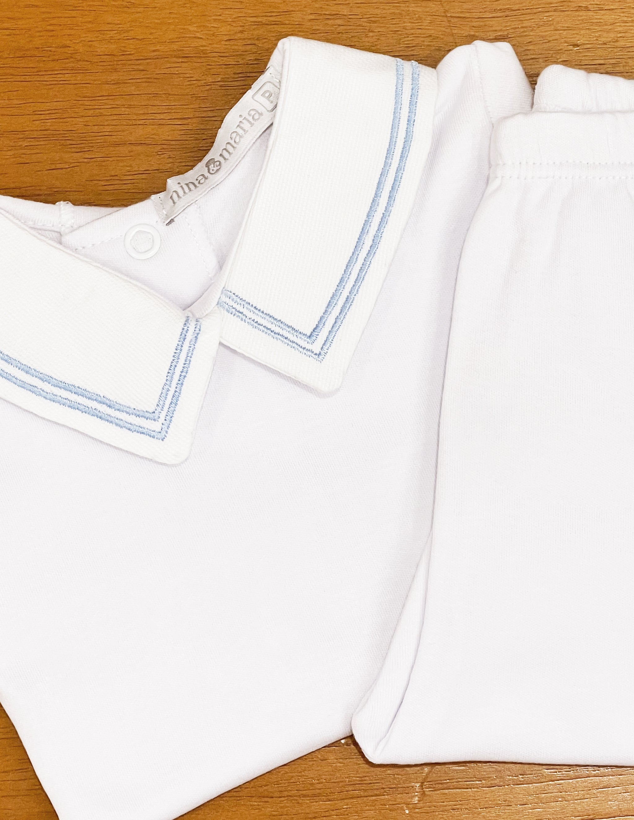 Body Bordado Listras Azul - Nina & Maria Baby Store