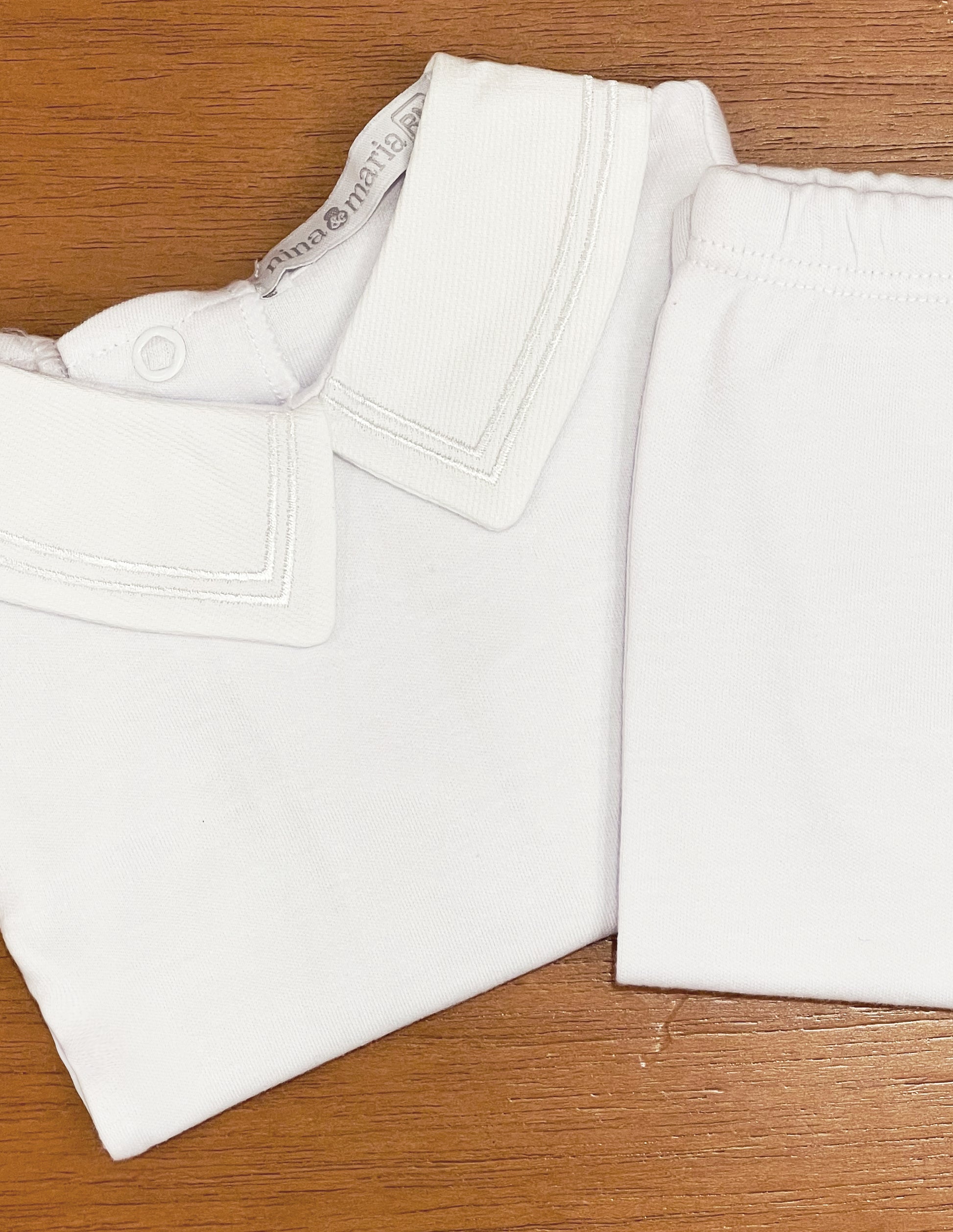 Body Bordado Listras Branco - Nina & Maria Baby Store