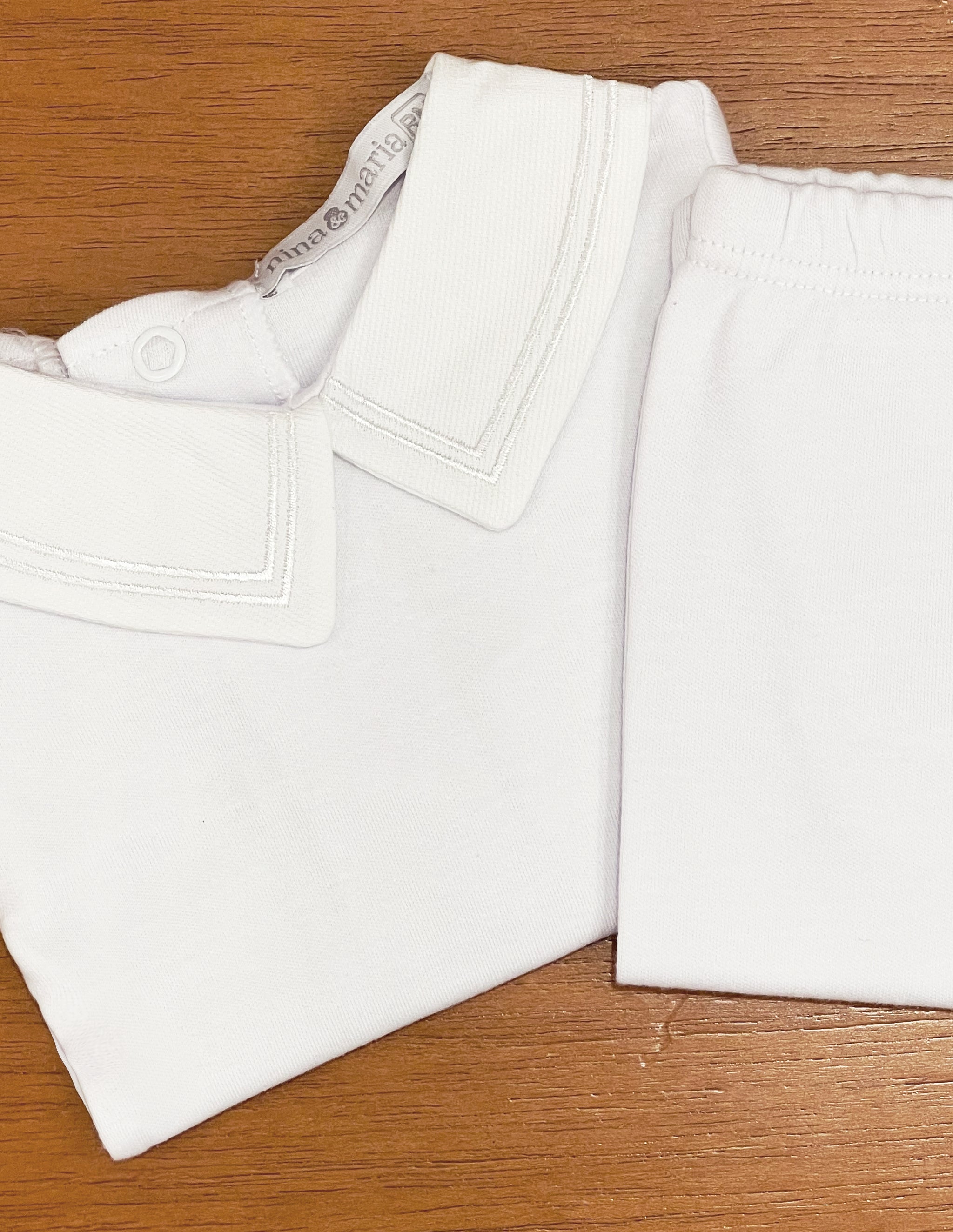 Body Bordado Listras Branco - Nina & Maria Baby Store