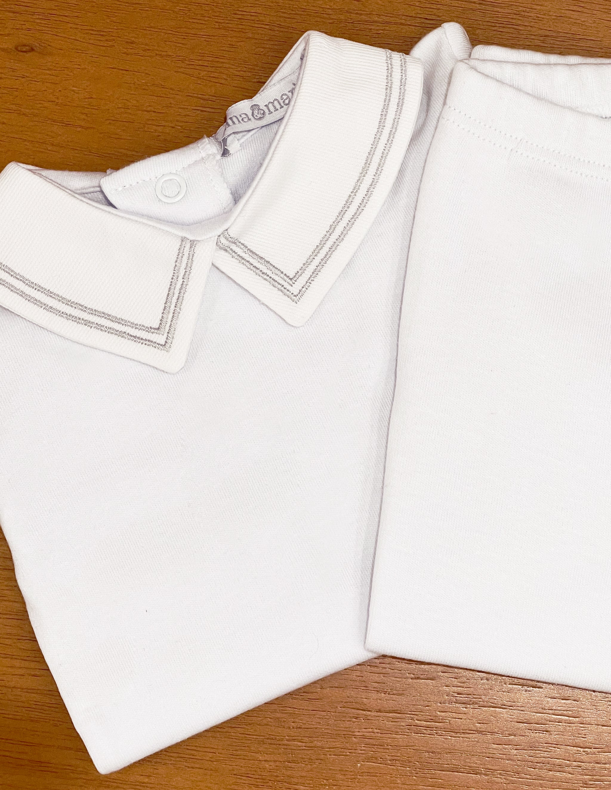 Body Bordado Listras Cinza - Nina & Maria Baby Store