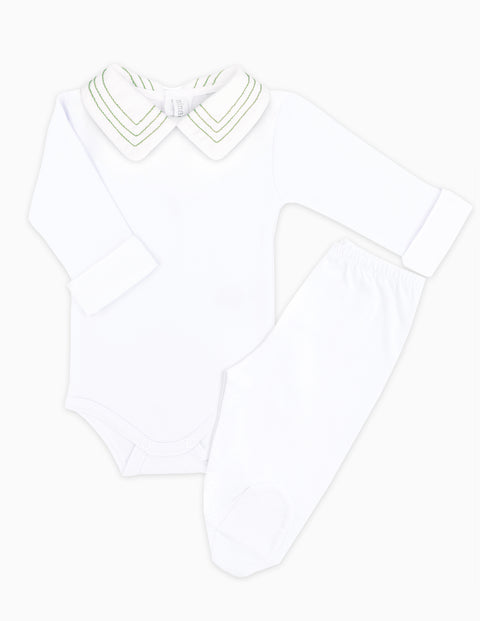 Body Bordado 3 Listras Verde - Nina & Maria Baby Store