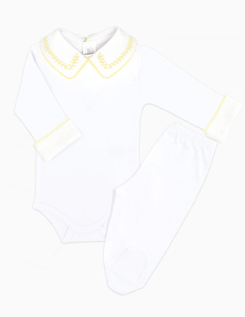 Body Bordado Trigo Amarelo Masculino - Nina & Maria Baby Store