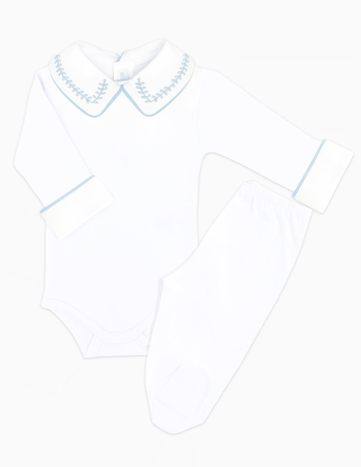 Body Bordado Trigo Azul Masculino - Nina & Maria Baby Store