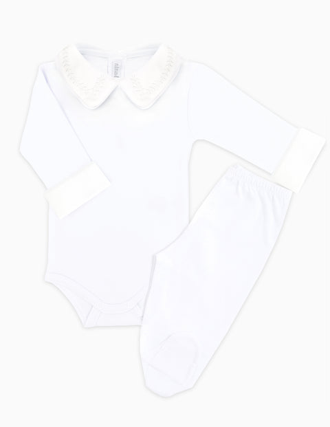 Body Bordado Trigo Branco Masculino - Nina & Maria Baby Store