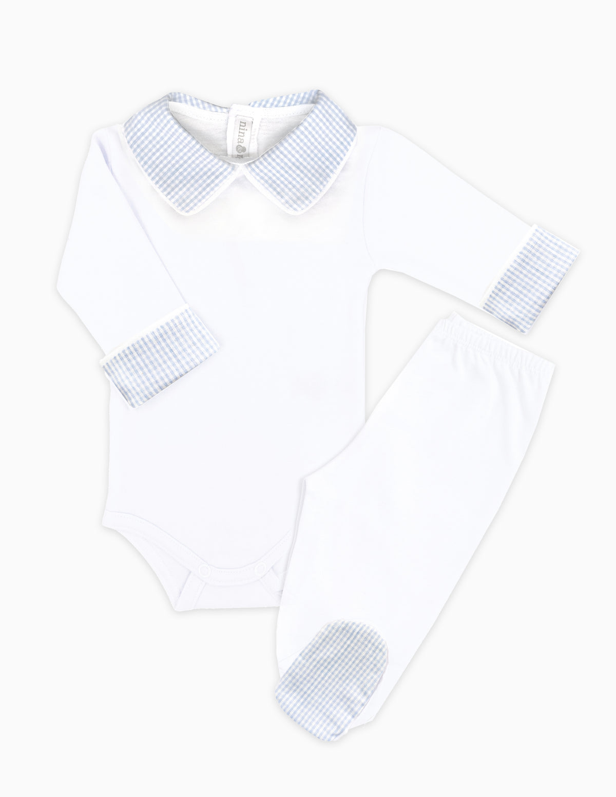 Body Azul Claro Xadrez - Nina & Maria Baby Store