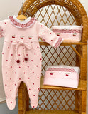 Conjunto Macacão Cereja Rosa - Nina & Maria Baby Store