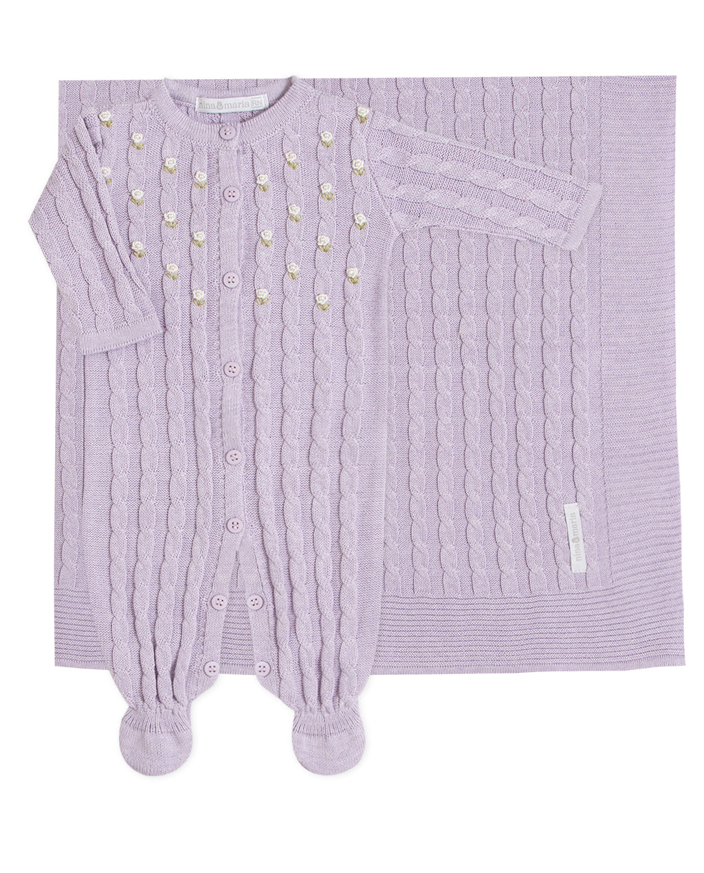 Saída Maternidade Flores Lilás – Nina & Maria Baby Store