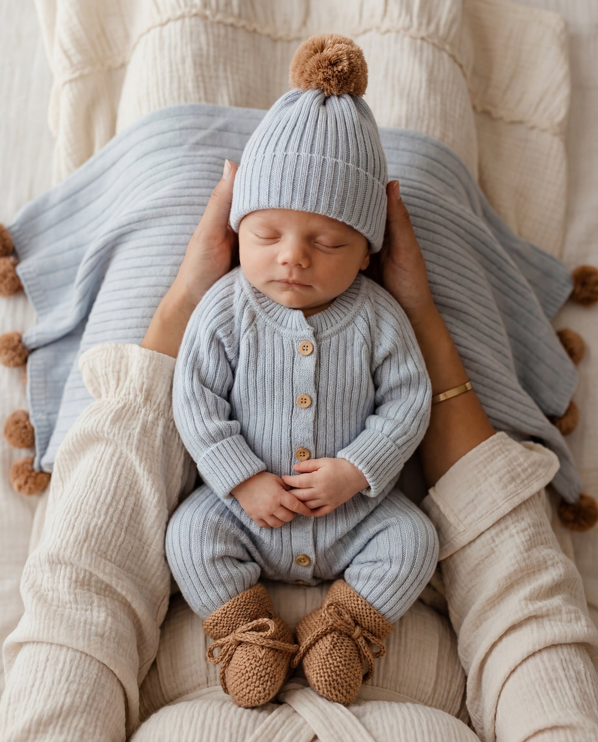 Macacão Magnético Canelado Azul - Nina & Maria Baby Store