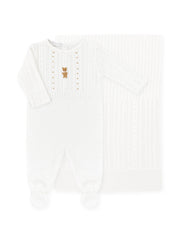 Conjunto Saída Maternidade Urso Rococó - Branco