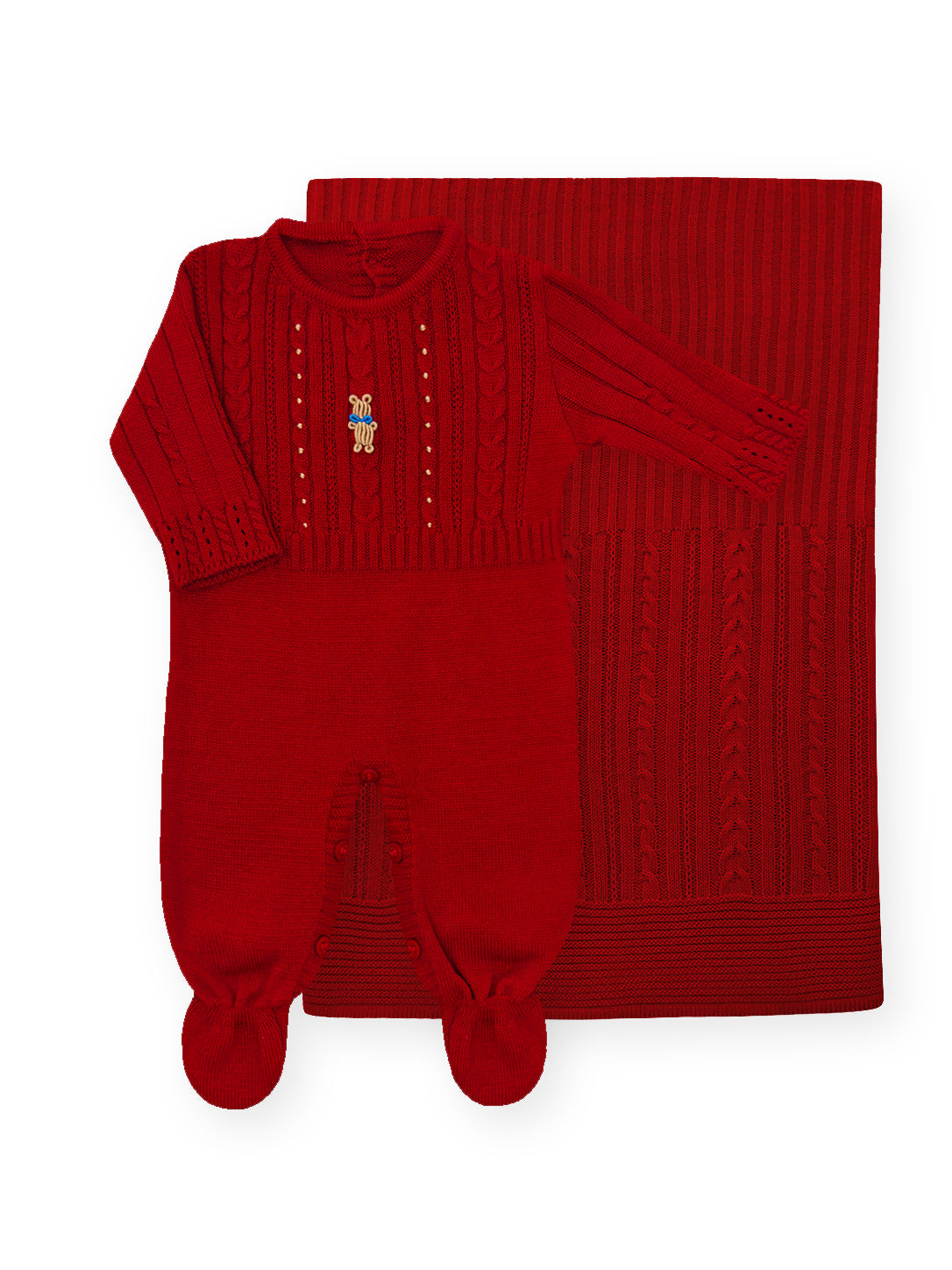 Conjunto Saída Maternidade Urso Rococó - Vermelho - Nina & Maria Baby Store
