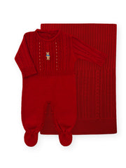 Conjunto Saída Maternidade Urso Rococó - Vermelho