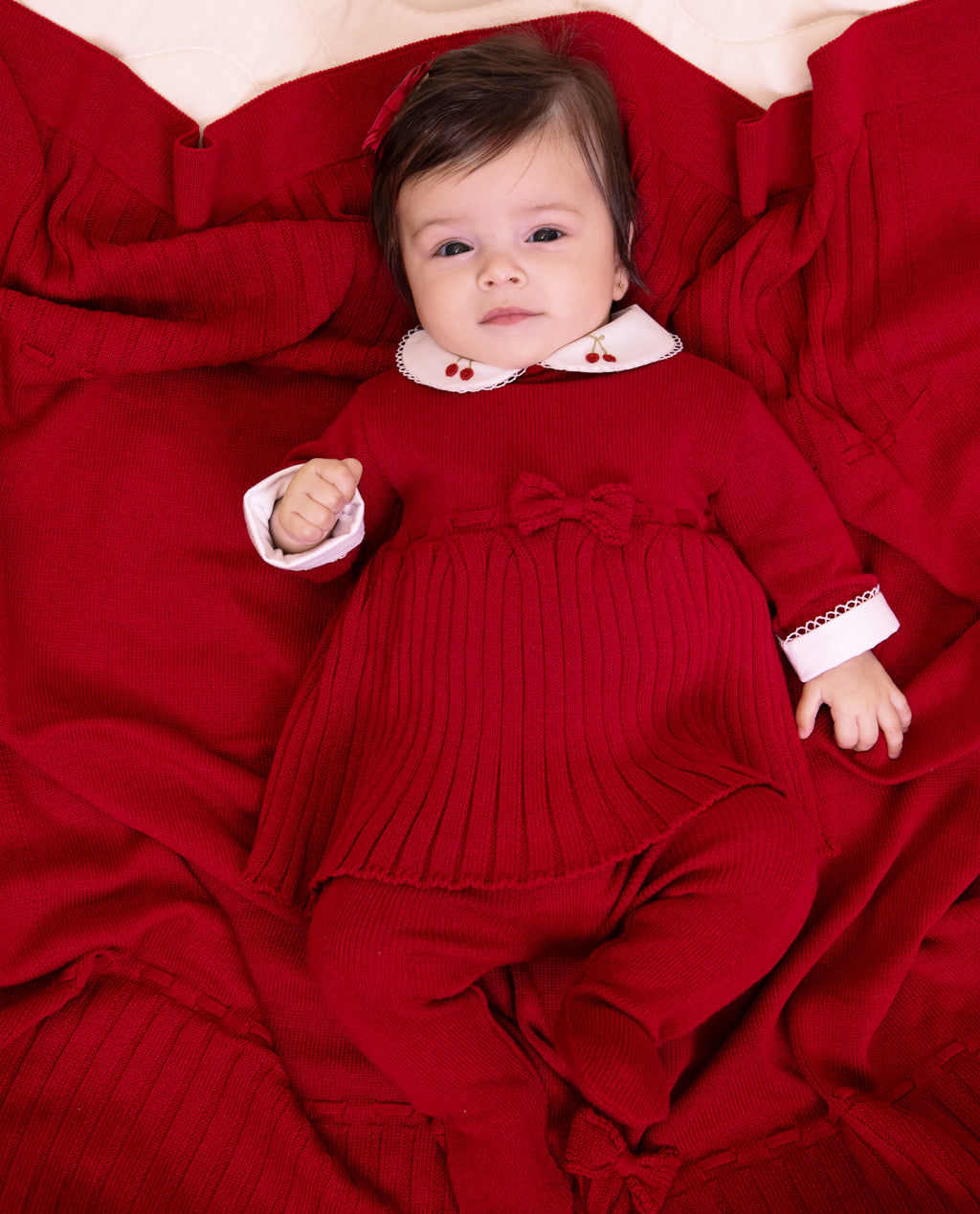 Saída Maternidade Vestido Cotelê Vermelho