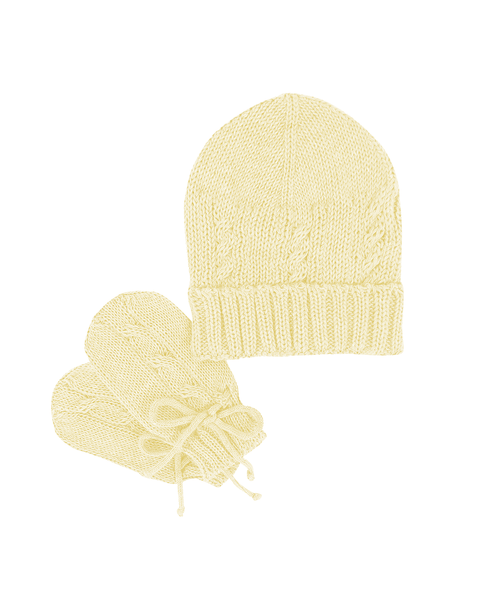 Kit Gorro e Luvas Trança Amarelo - Nina & Maria Baby Store