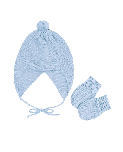 Kit Gorro e Luvas Azul Claro - Nina & Maria Baby Store