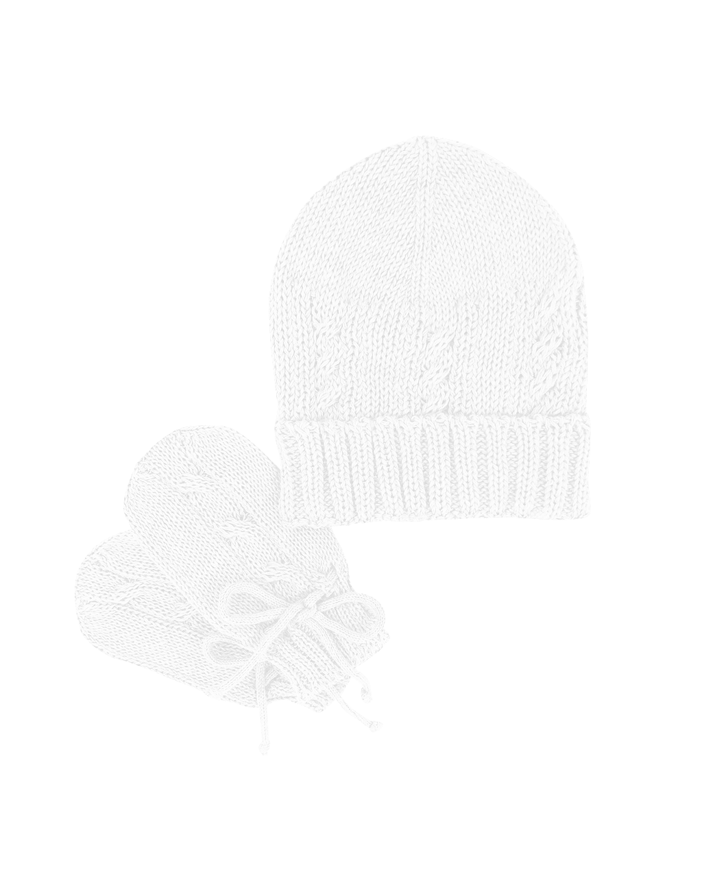 Kit Gorro e Luvas Trança Branco - Nina & Maria Baby Store