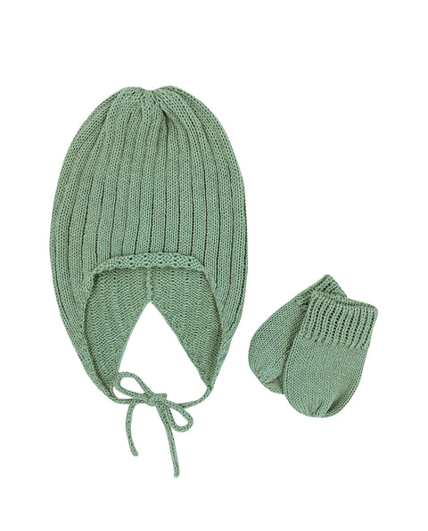 Kit Gorro e Luvas Verde Cidreira - Nina & Maria Baby Store