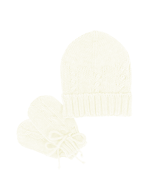 Kit Gorro e Luvas Trança Off-White - Nina & Maria Baby Store 1024