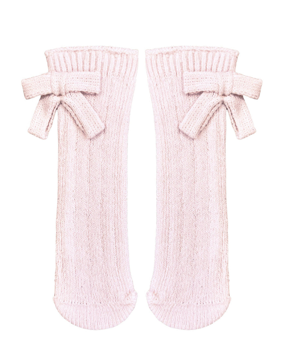 Meia Canelada Laço - Rosa