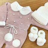 Macacão Pompom Rosa Chá - Nina & Maria Baby Store